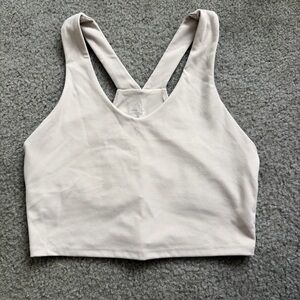 RBX Women’s Light Support Beige v-Neck Cropped Tank Sports Bra